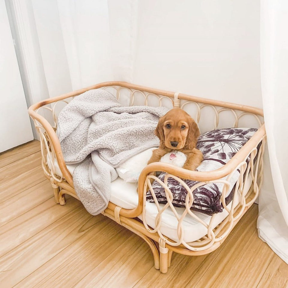 Pet Bed Handmade Rattan Woven Pet Bed