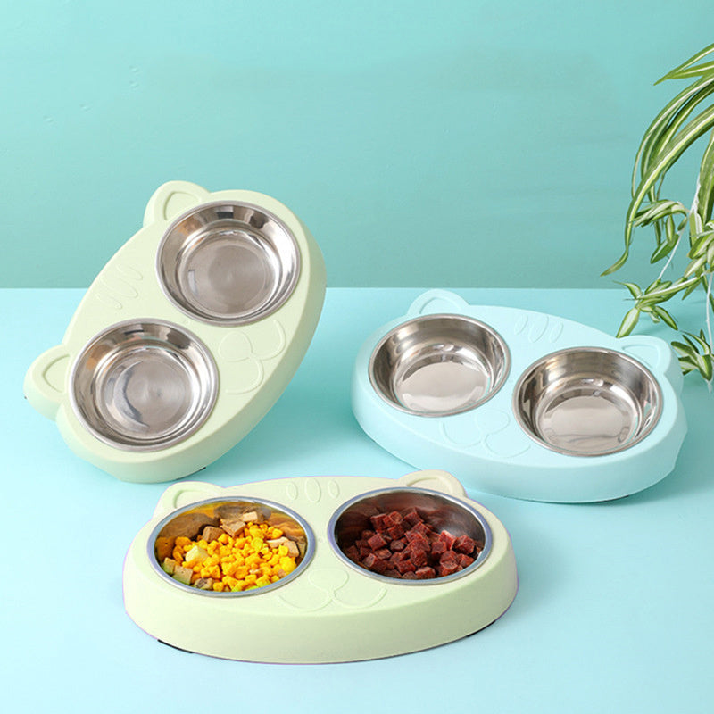 2-in-1 Stainless Steel Bowls – Serve Food & Water in One Sturdy, Slip-Proof Station!