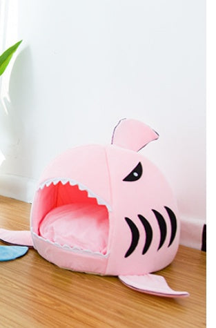 Shark-Themed Pet Bed for Cats & Small Dogs