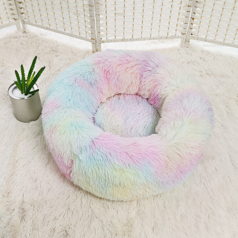 Luxury Round Pet Bed for Small Dogs & Cats – Plush Donut