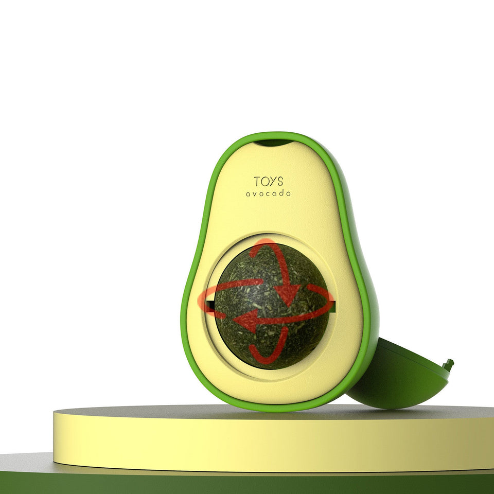 Avocado Catnip Toy – 360° Rotating Self-Cleaning Mint Ball for Cats.