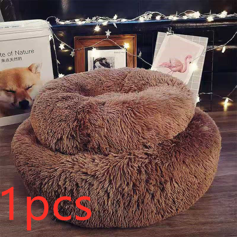 Luxury Round Pet Bed for Small Dogs & Cats – Plush Donut