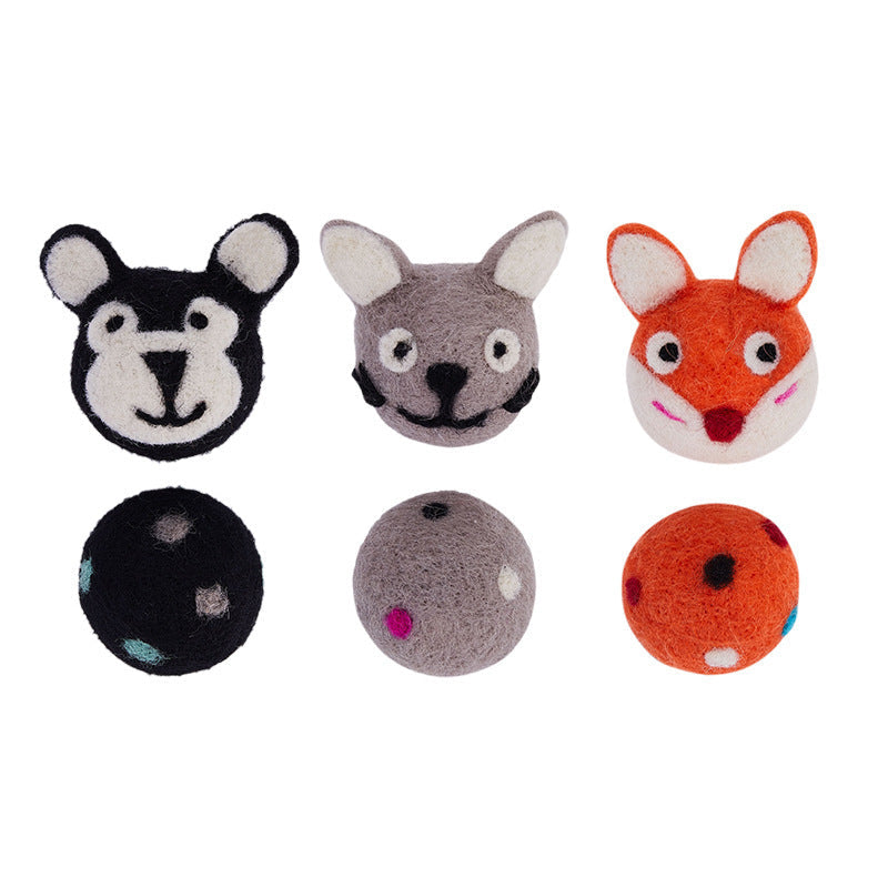 Colorful Felt Cat Toy Ball with Animal Sounds.