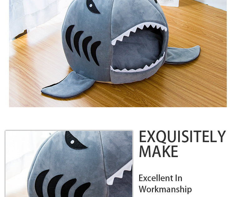 Shark-Themed Pet Bed for Cats & Small Dogs
