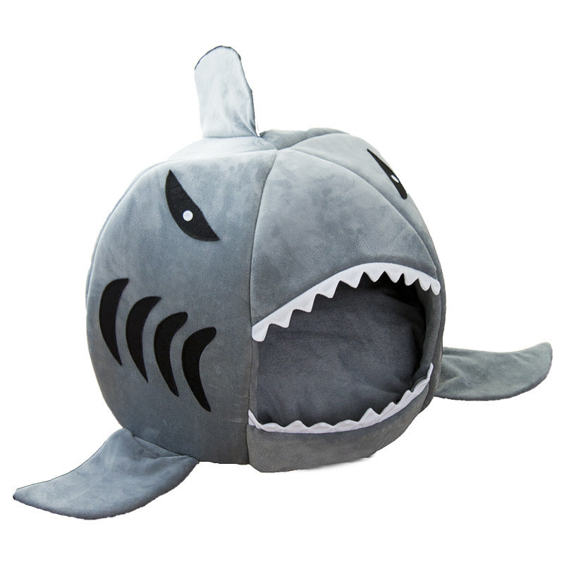Shark-Themed Pet Bed for Cats & Small Dogs