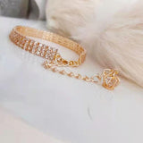 Pet Products Crown Gold ChainAmalgamite Pets My StoreCatPoduct Information:
 
 Pattern: Crown
 
 Whether the source of patented goods: No
 
 Color: gold, rose gold
 
 Material: Copper, micro-set with rhinestones
 
 ApplicPet Products Crown Gold Chain