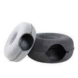 Washable Cat Donut Bed & Tunnel – 2-in-1 Felt Hideaway for Play/Sleep