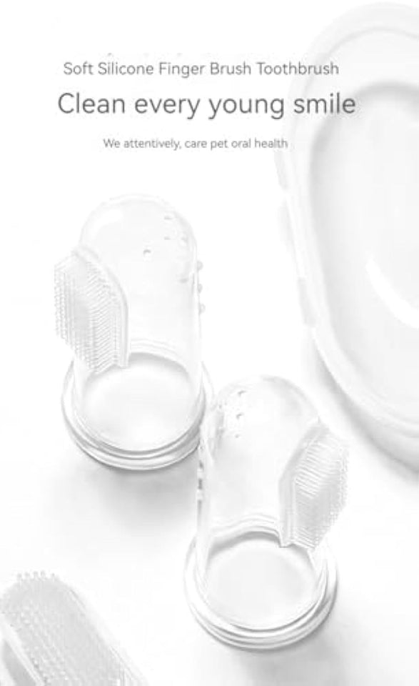 Pet Finger Toothbrush For Dogs Cats Extra Soft Silicone Bristles