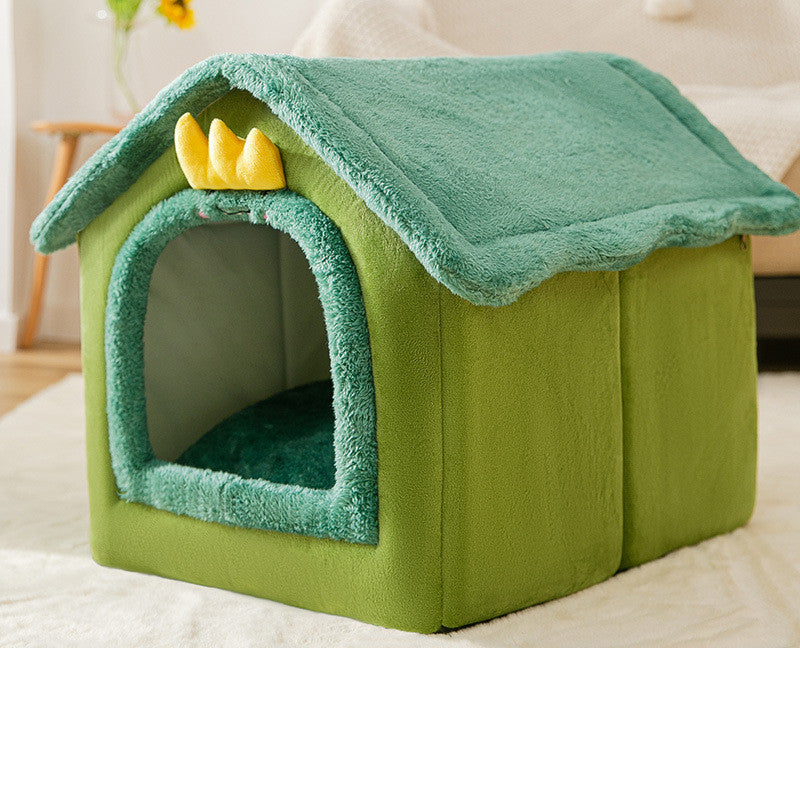 Self-Warming Foldable Dog House – Winter-Proof Pet Cave Bed