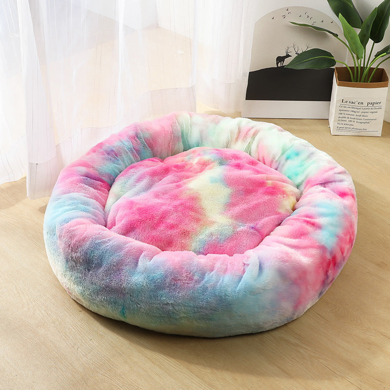 Luxury Round Pet Bed for Small Dogs & Cats – Plush Donut