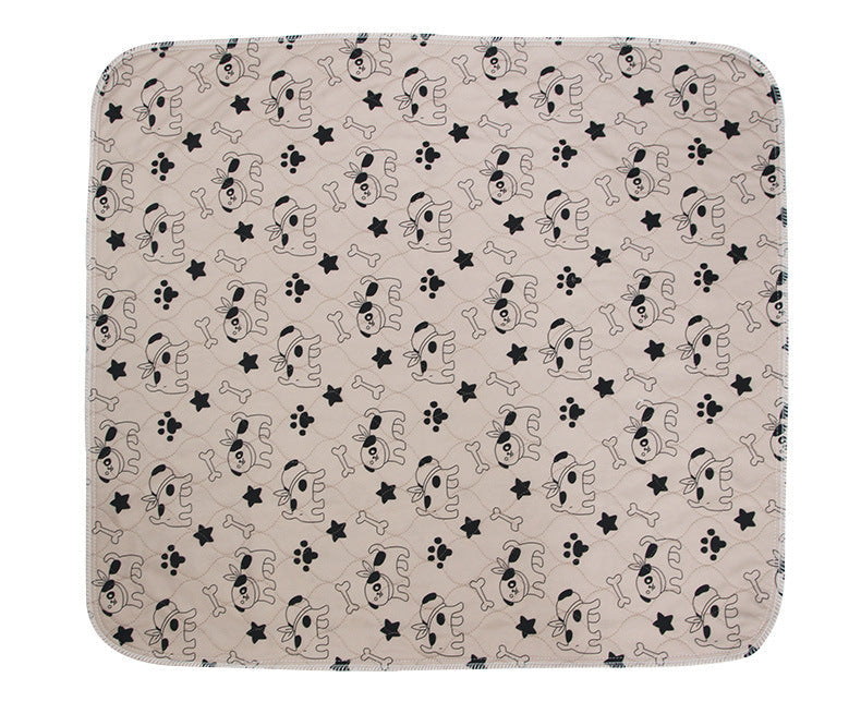 3-layer waterproof pet pad with cute dog pattern, reusable and machine washable absorbent pee pad for dogs and cats
