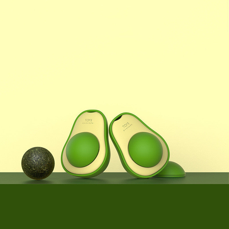 Avocado Catnip Toy – 360° Rotating Self-Cleaning Mint Ball for Cats.