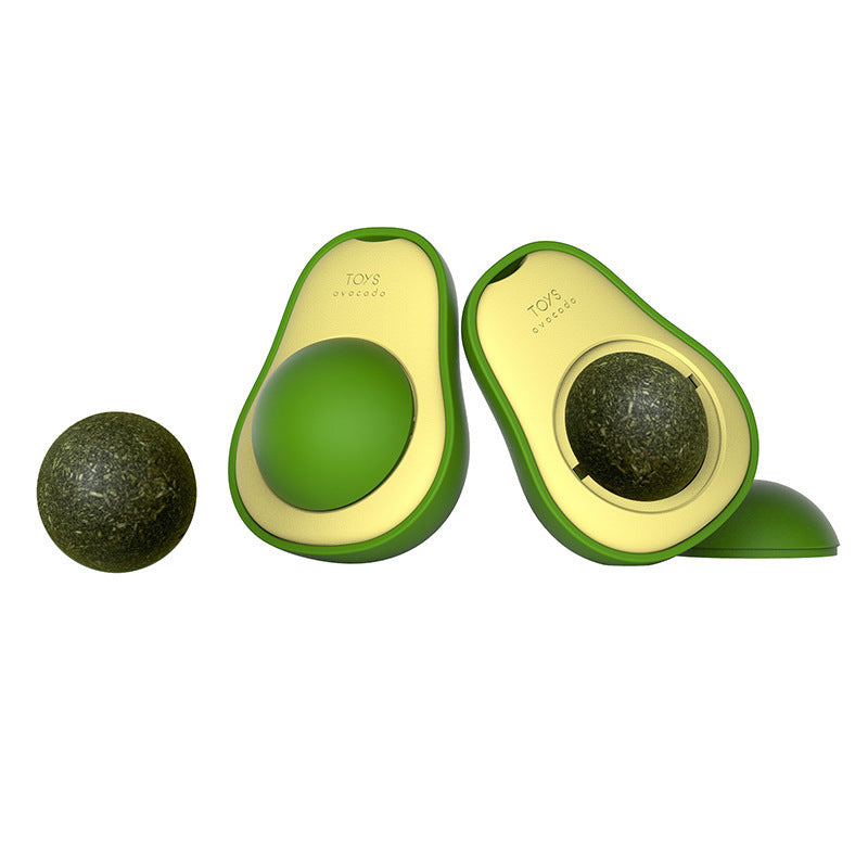Avocado Catnip Toy – 360° Rotating Self-Cleaning Mint Ball for Cats.