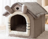 Self-Warming Foldable Dog House – Winter-Proof Pet Cave Bed