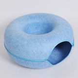 Washable Cat Donut Bed & Tunnel – 2-in-1 Felt Hideaway for Play/Sleep