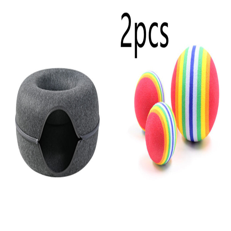 Washable Cat Donut Bed & Tunnel – 2-in-1 Felt Hideaway for Play/Sleep