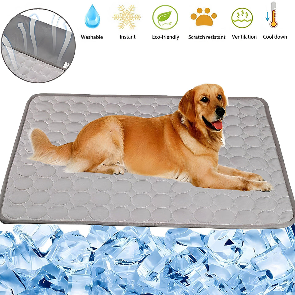 Dog Cooling Mat for Hot Weather – Chilled Pet Pad for Beds, Crates & Travel