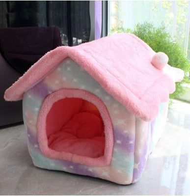 Self-Warming Foldable Dog House – Winter-Proof Pet Cave Bed