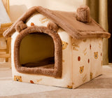 Self-Warming Foldable Dog House – Winter-Proof Pet Cave Bed