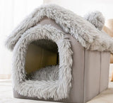 Self-Warming Foldable Dog House – Winter-Proof Pet Cave Bed