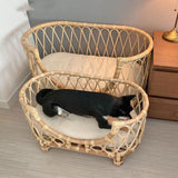 Pet Bed Handmade Rattan Woven Pet Bed