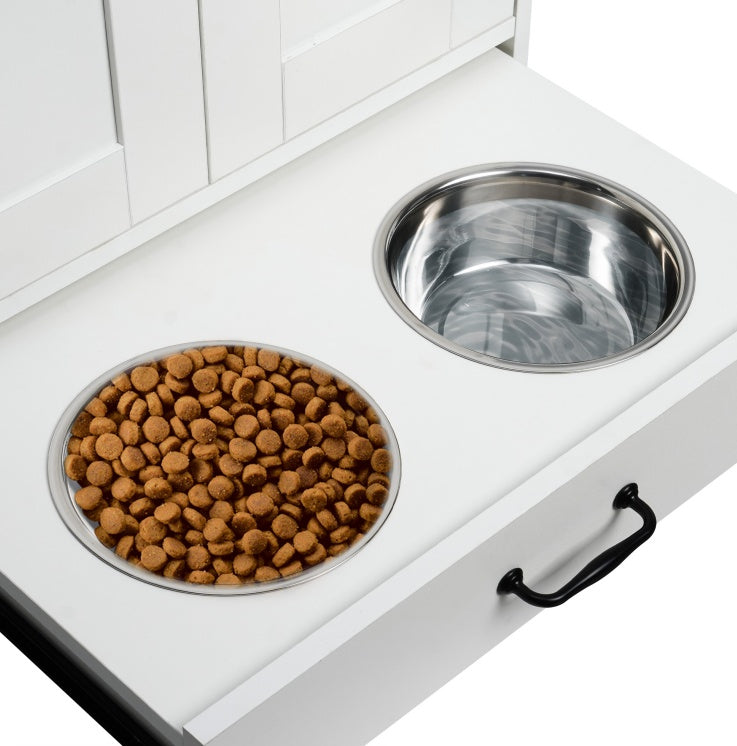Dog Feeding Station, Dog Food Storage Cabinet With Hidden Dog Bowls