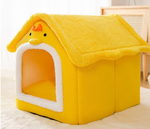 Self-Warming Foldable Dog House – Winter-Proof Pet Cave Bed