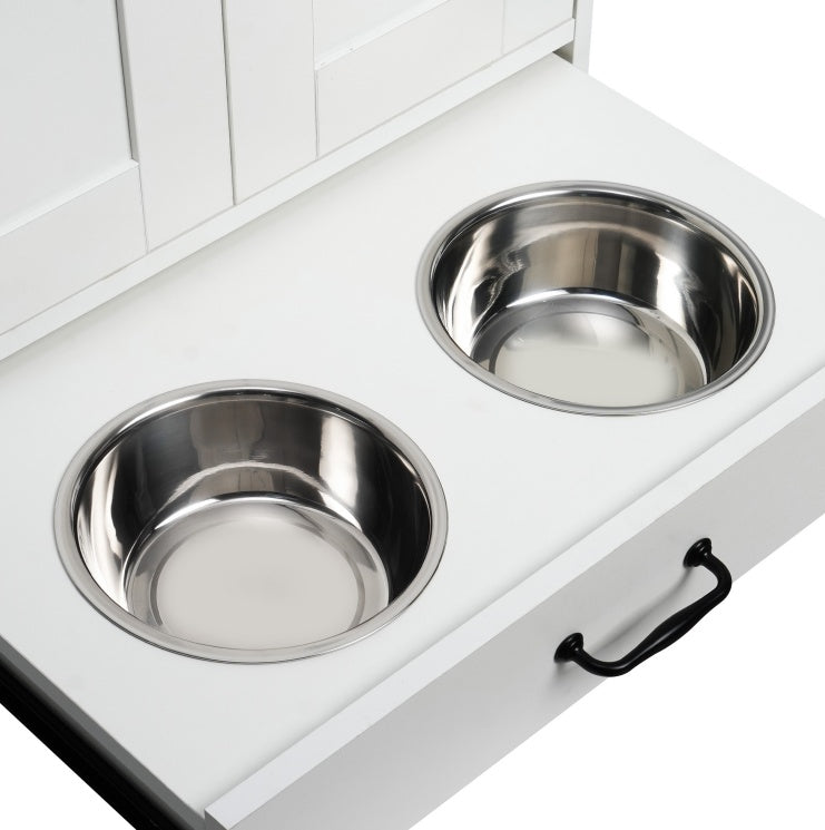Dog Feeding Station, Dog Food Storage Cabinet With Hidden Dog Bowls