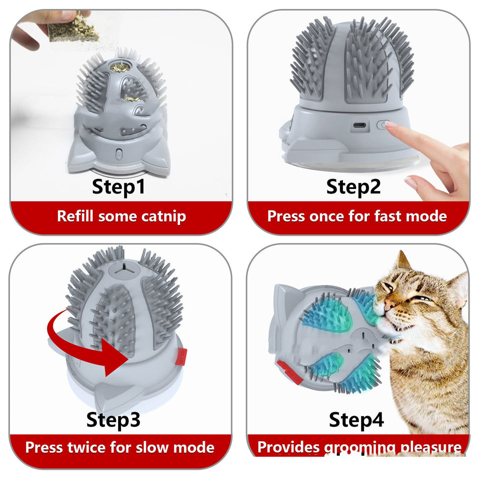Electric Pets Cat Brush LED toy massager with catnip refill and dual speed modes for grooming pleasure