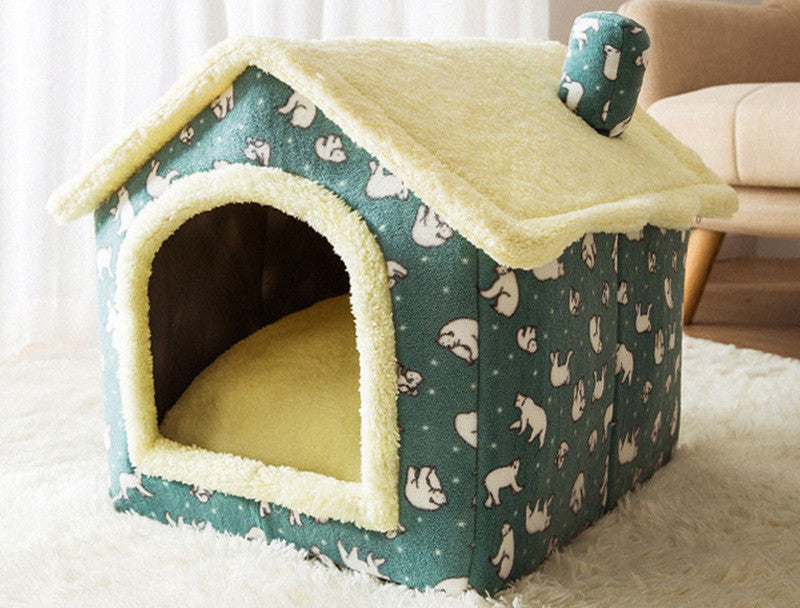 Self-Warming Foldable Dog House – Winter-Proof Pet Cave Bed