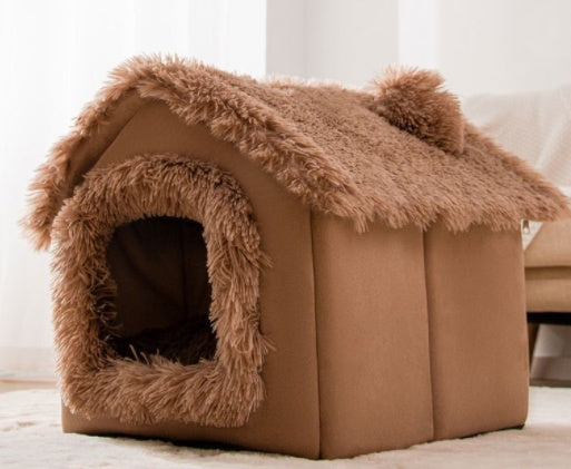 Self-Warming Foldable Dog House – Winter-Proof Pet Cave Bed