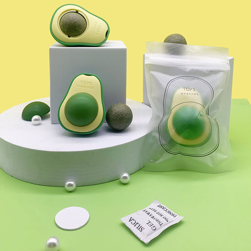 Avocado Catnip Toy – 360° Rotating Self-Cleaning Mint Ball for Cats.