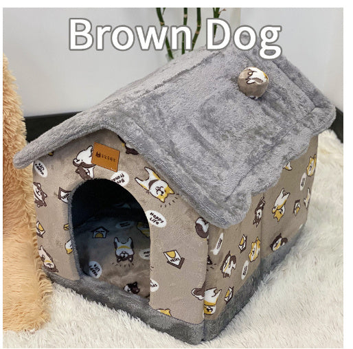 Self-Warming Foldable Dog House – Winter-Proof Pet Cave Bed