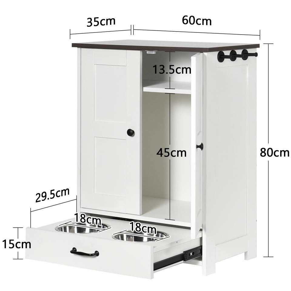 Dog Feeding Station, Dog Food Storage Cabinet With Hidden Dog Bowls