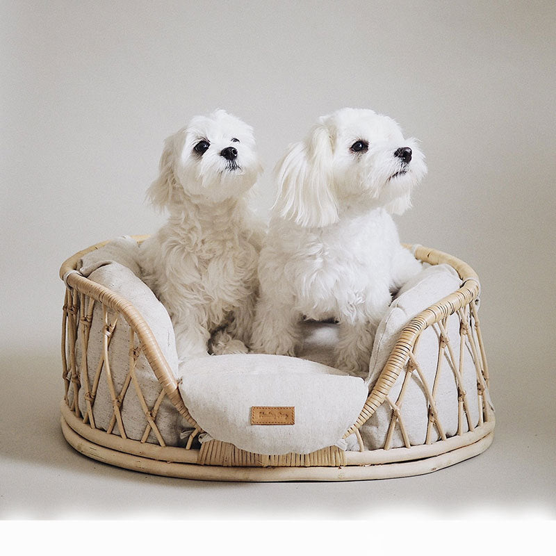 Pet Bed Handmade Rattan Woven Pet Bed