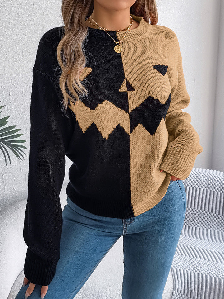 Knitted pumpkin sweater, available in all sizes!