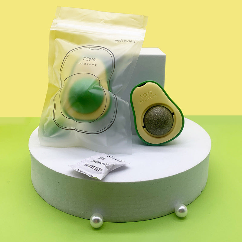 Avocado Catnip Toy – 360° Rotating Self-Cleaning Mint Ball for Cats.