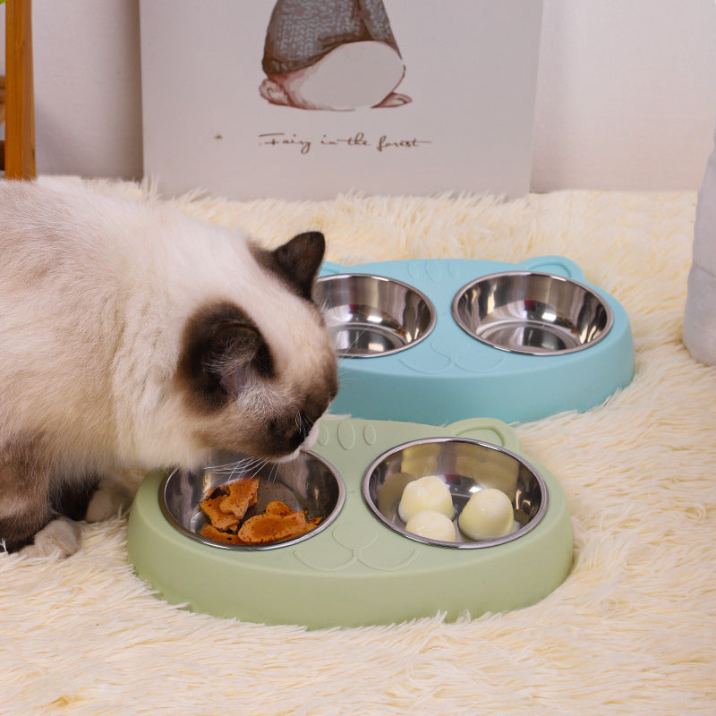 2-in-1 Stainless Steel Bowls – Serve Food & Water in One Sturdy, Slip-Proof Station!